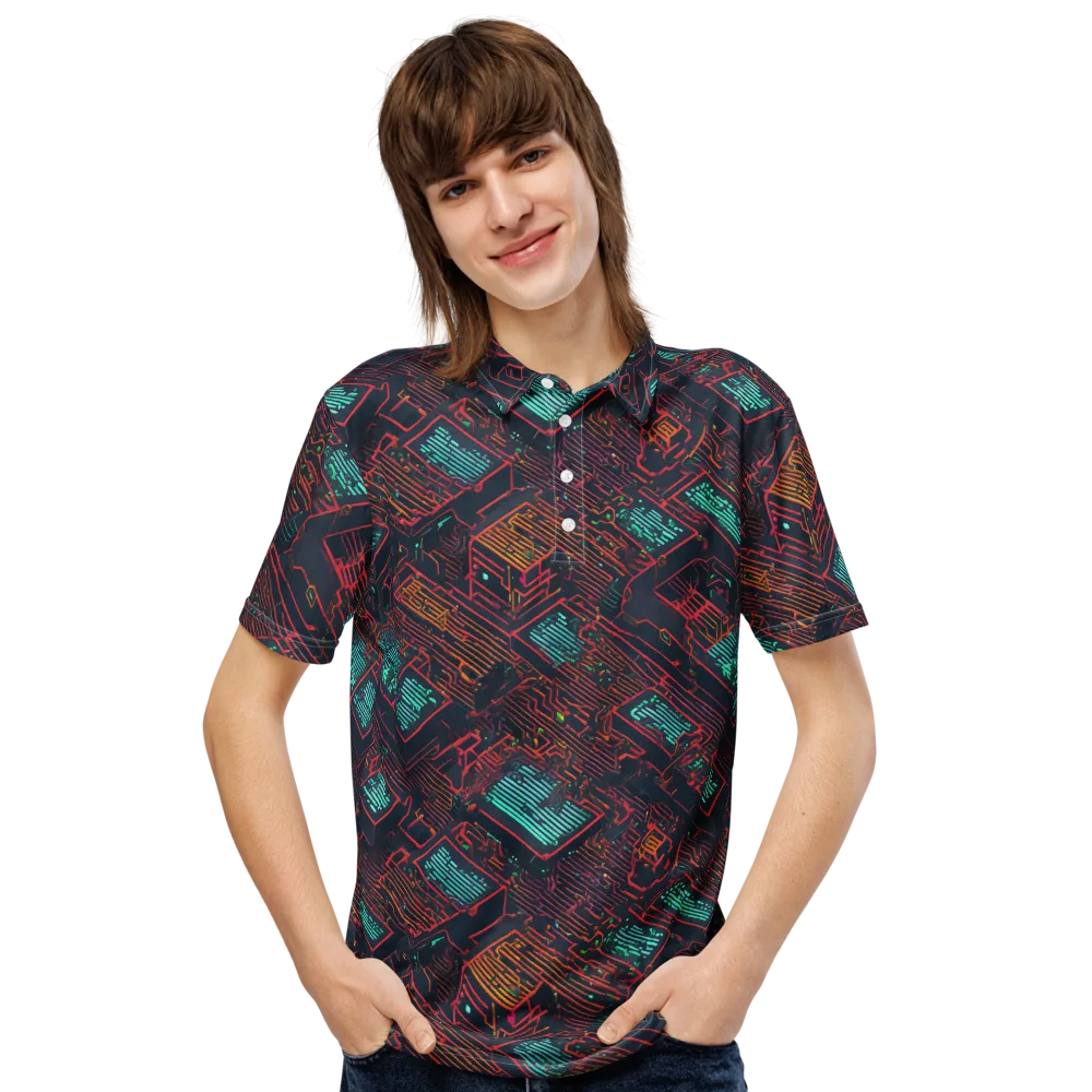 Midnight Motherboard on Men's Slim Fit Polo Shirt — Front