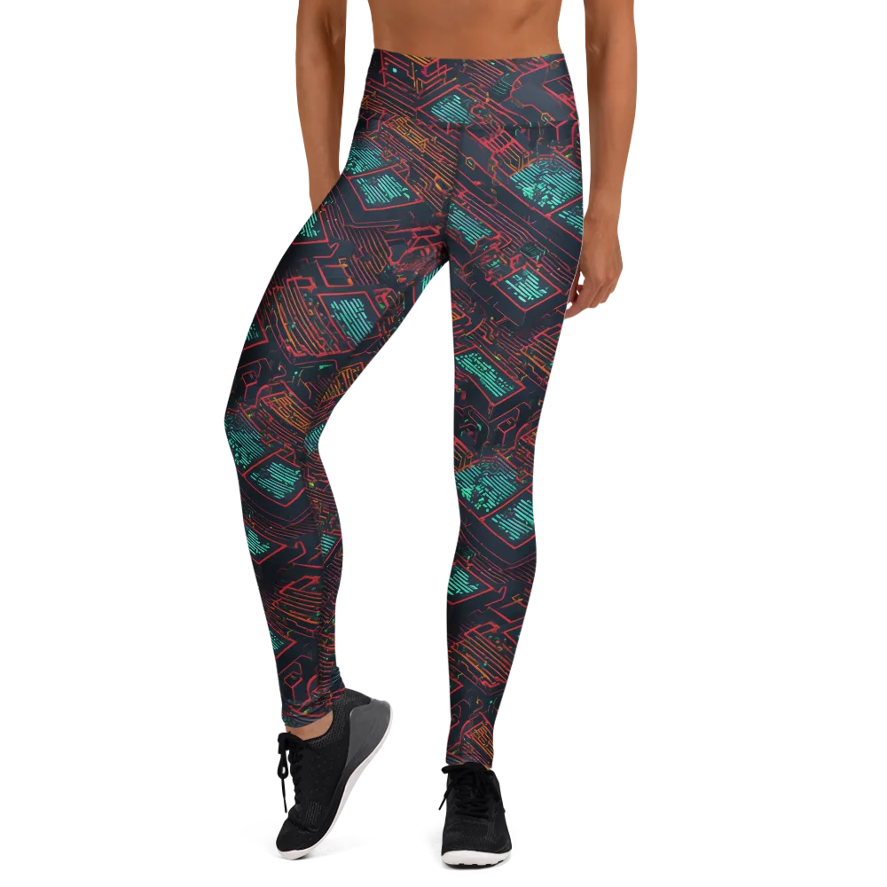 Midnight Motherboard on Yoga Leggings — Front