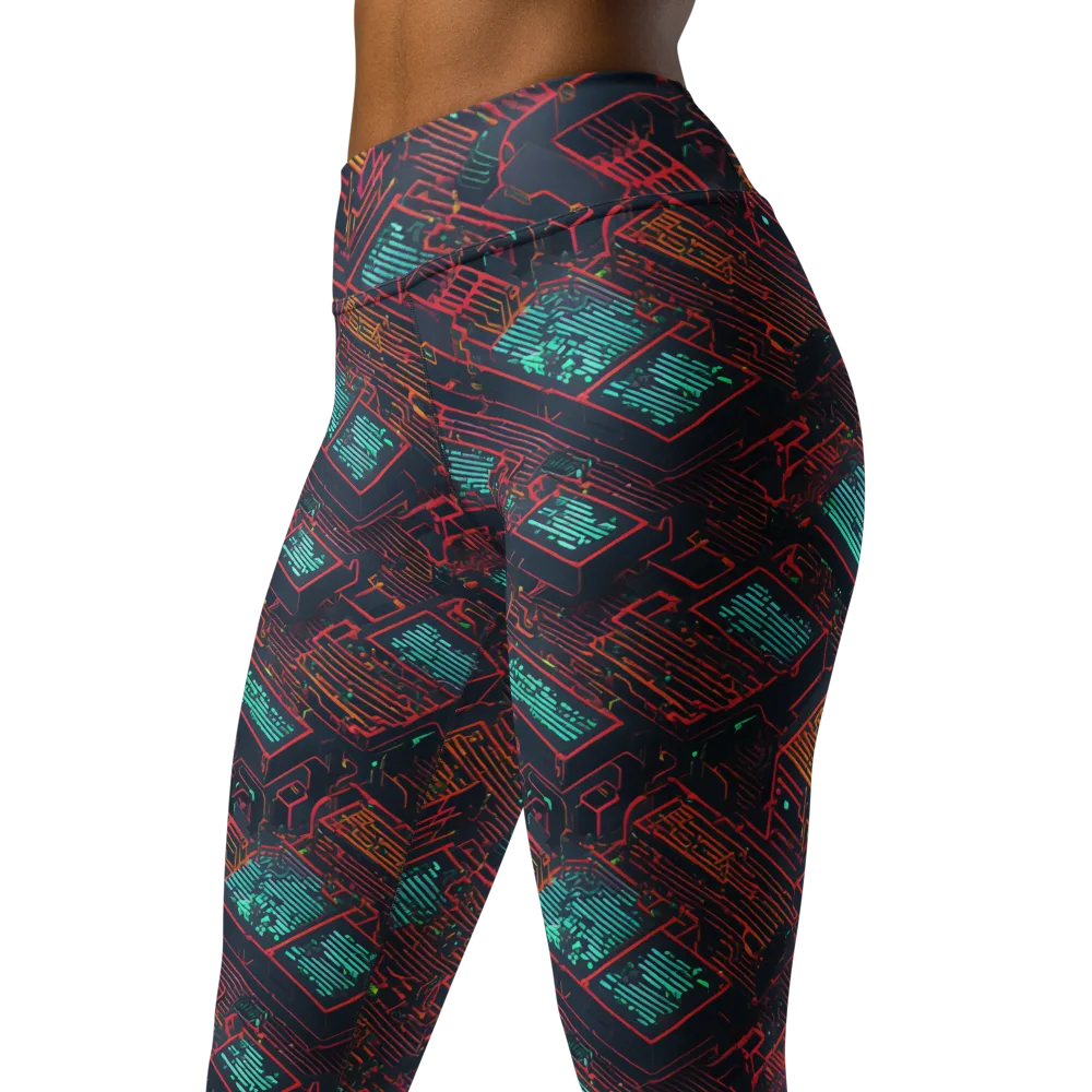 Midnight Motherboard on Yoga Leggings — Left Front