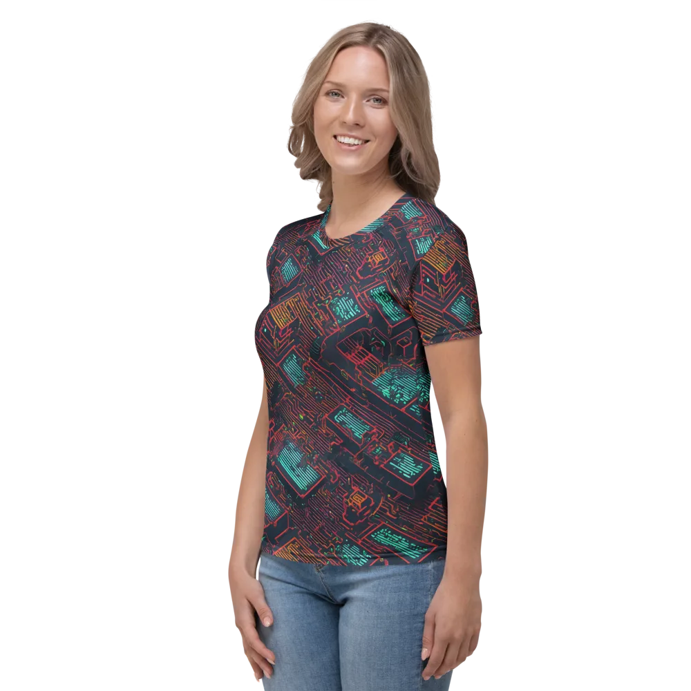 Midnight Motherboard on Women's Crew Neck T-Shirt — Left