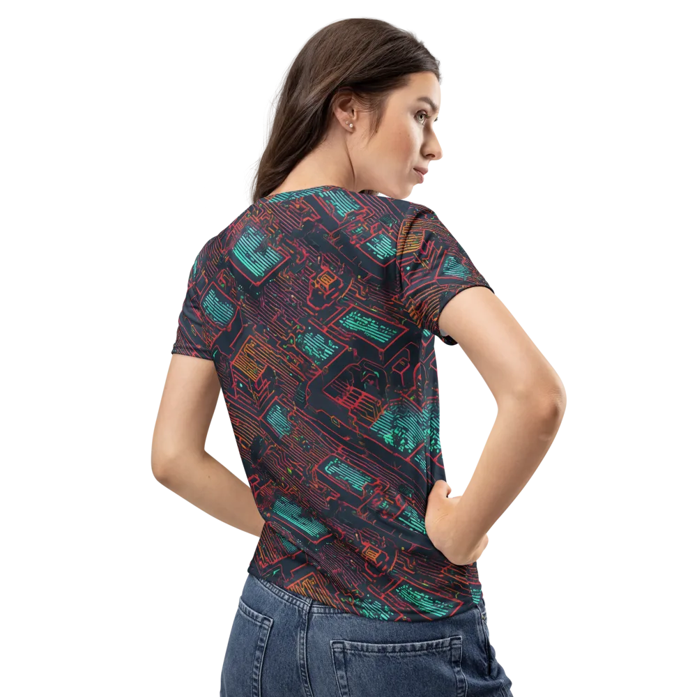 Midnight Motherboard on Women's Crew Neck T-Shirt — Back