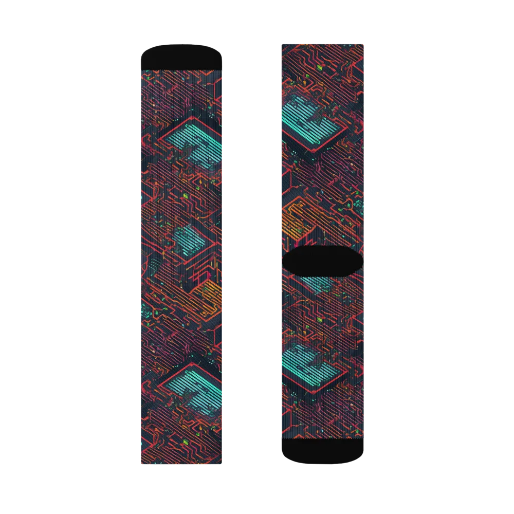 Midnight Motherboard on Socks — Left Sock
