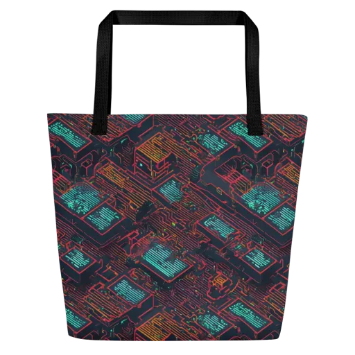 Midnight Motherboard on a Large Tote Bag W/ Pocket