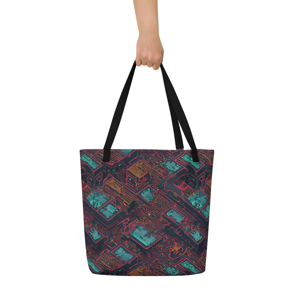 Midnight Motherboard on Large Tote Bag W/ Pocket — Front