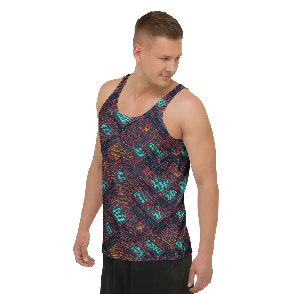 Midnight Motherboard on Men's Tank Top — Left Front