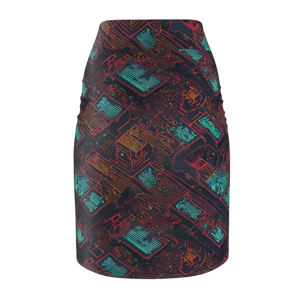 Midnight Motherboard on Pencil Skirt — Back