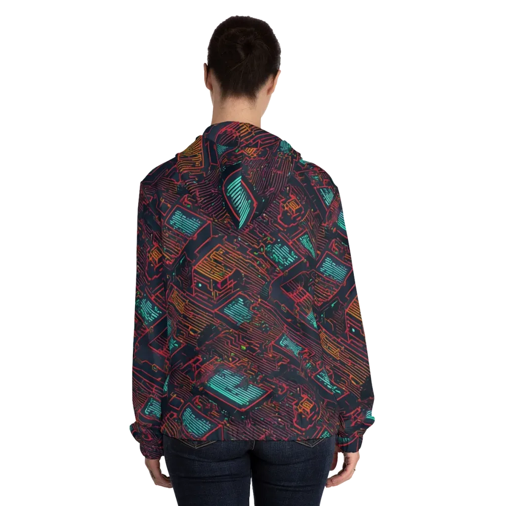 Midnight Motherboard on Women's Full-Zip Hoodie — Back On Person