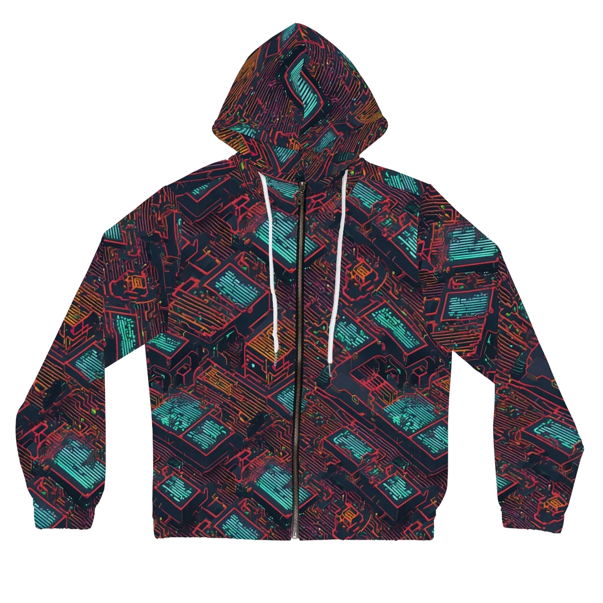 Midnight Motherboard on Women's Full-Zip Hoodie — Front