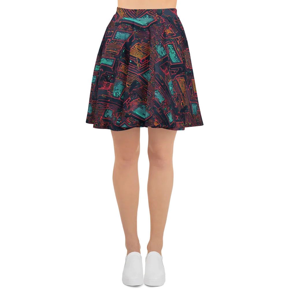 Midnight Motherboard on Skater Skirt — Front
