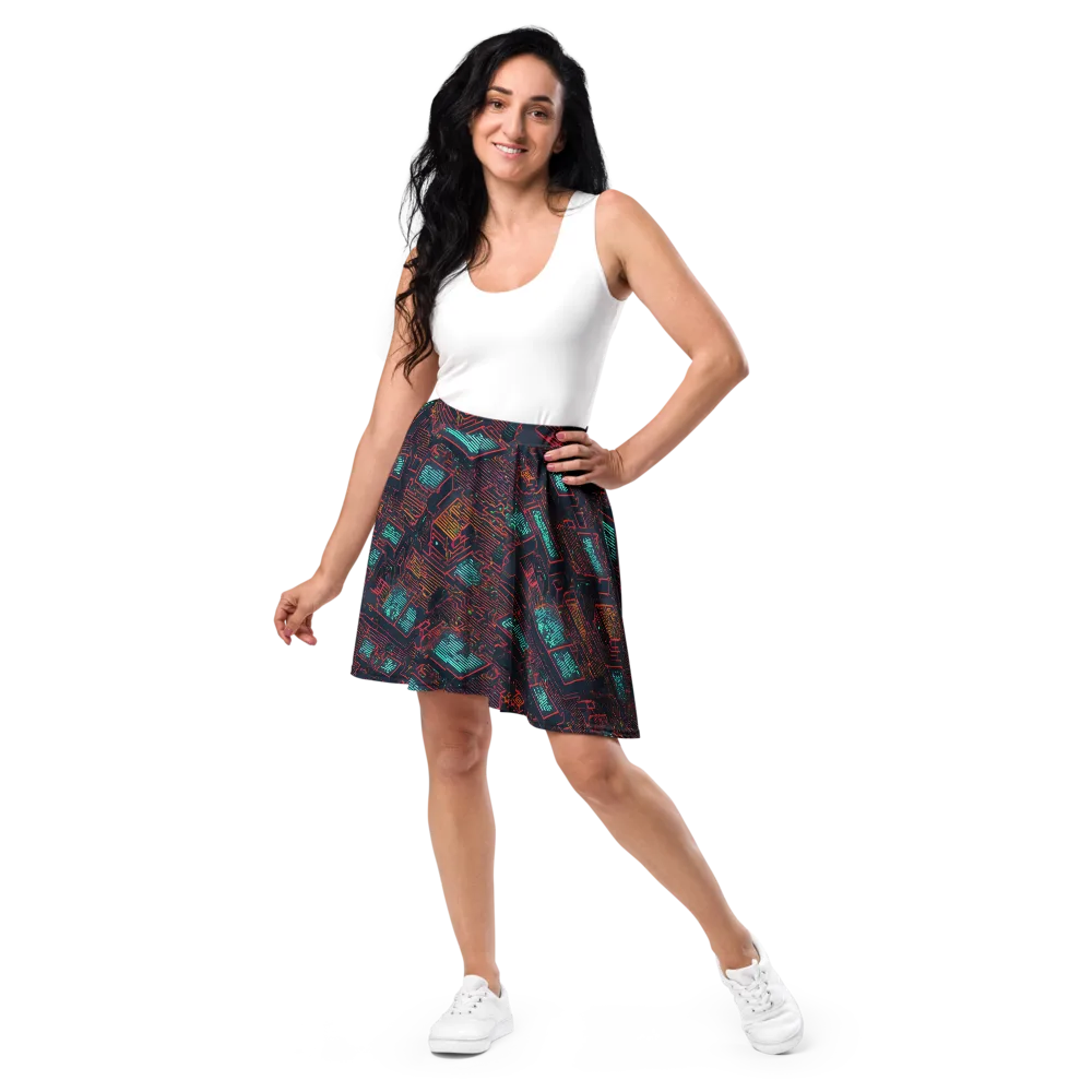 Midnight Motherboard on Skater Skirt — Front