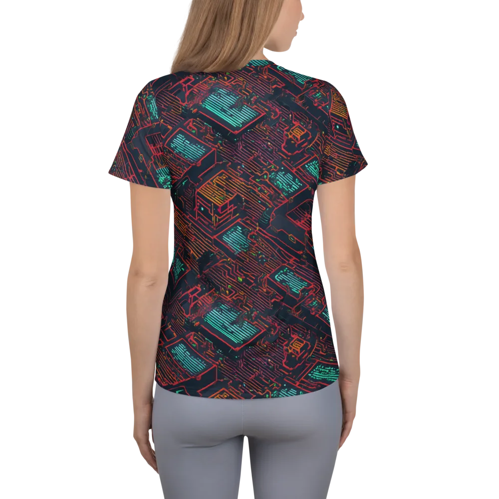 Midnight Motherboard on Women's Athletic T-Shirt — Back