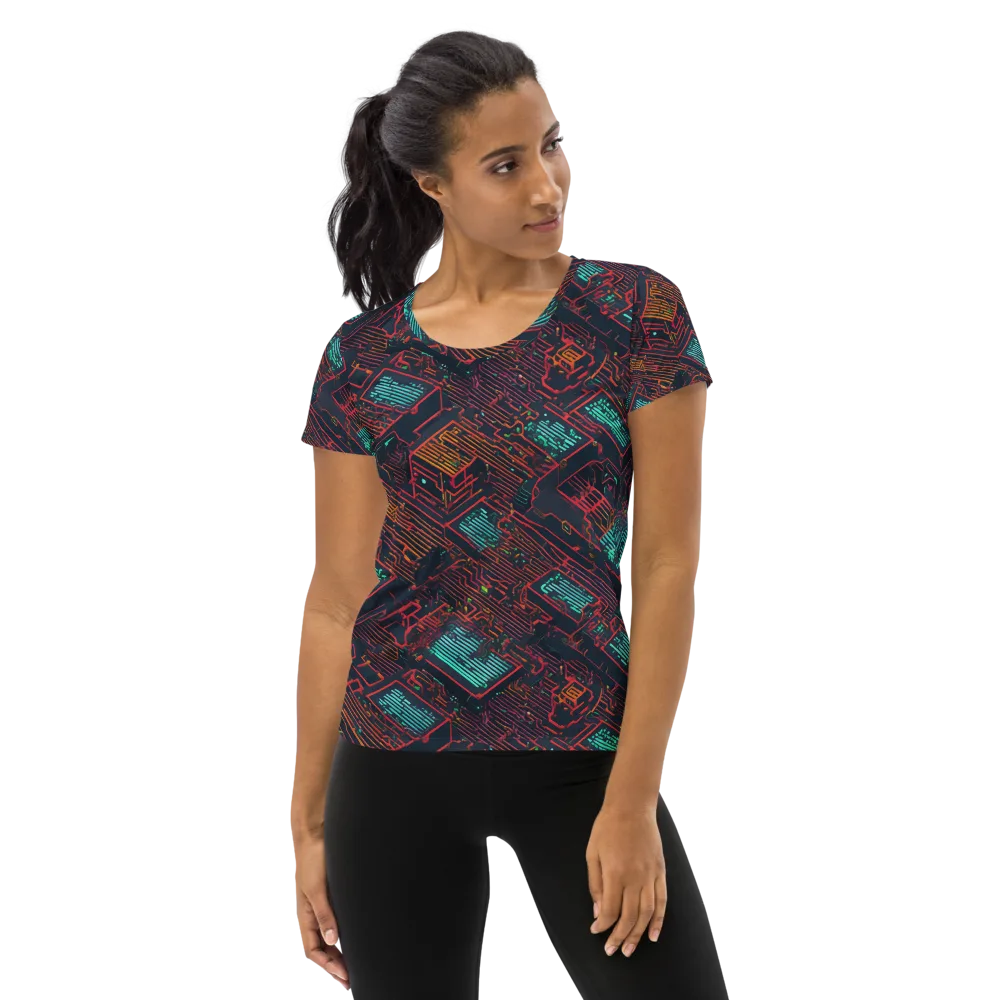 Midnight Motherboard on Women's Athletic T-Shirt — Front