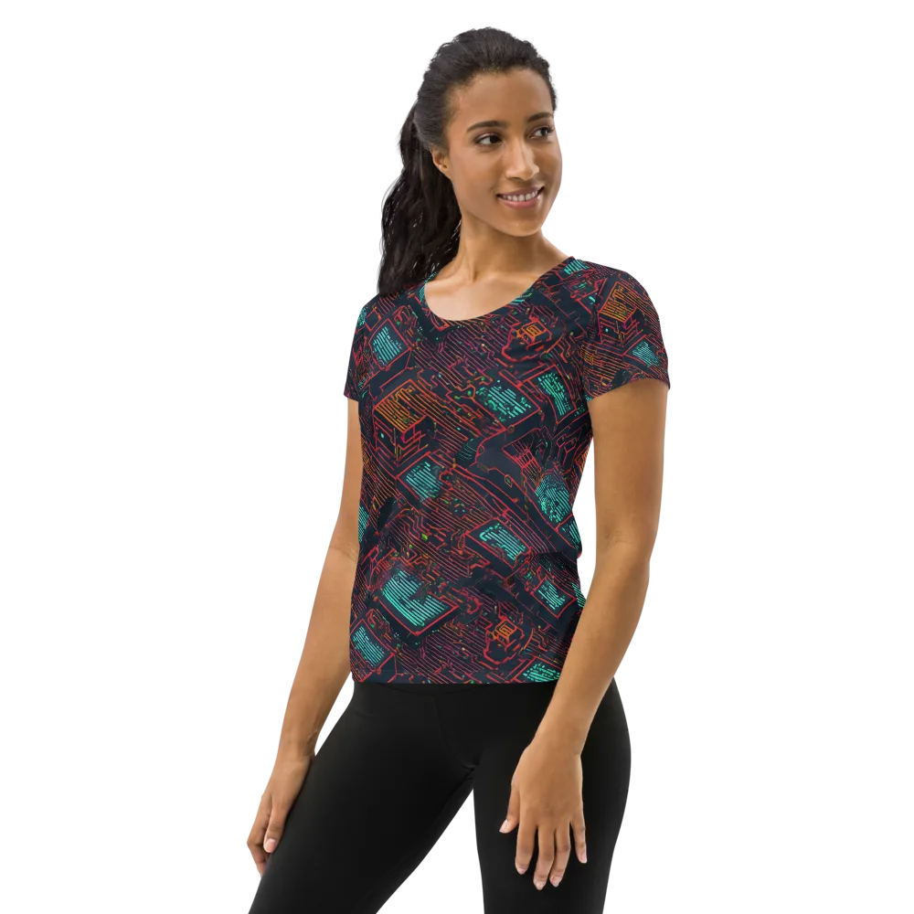 Midnight Motherboard on Women's Athletic T-Shirt — Left