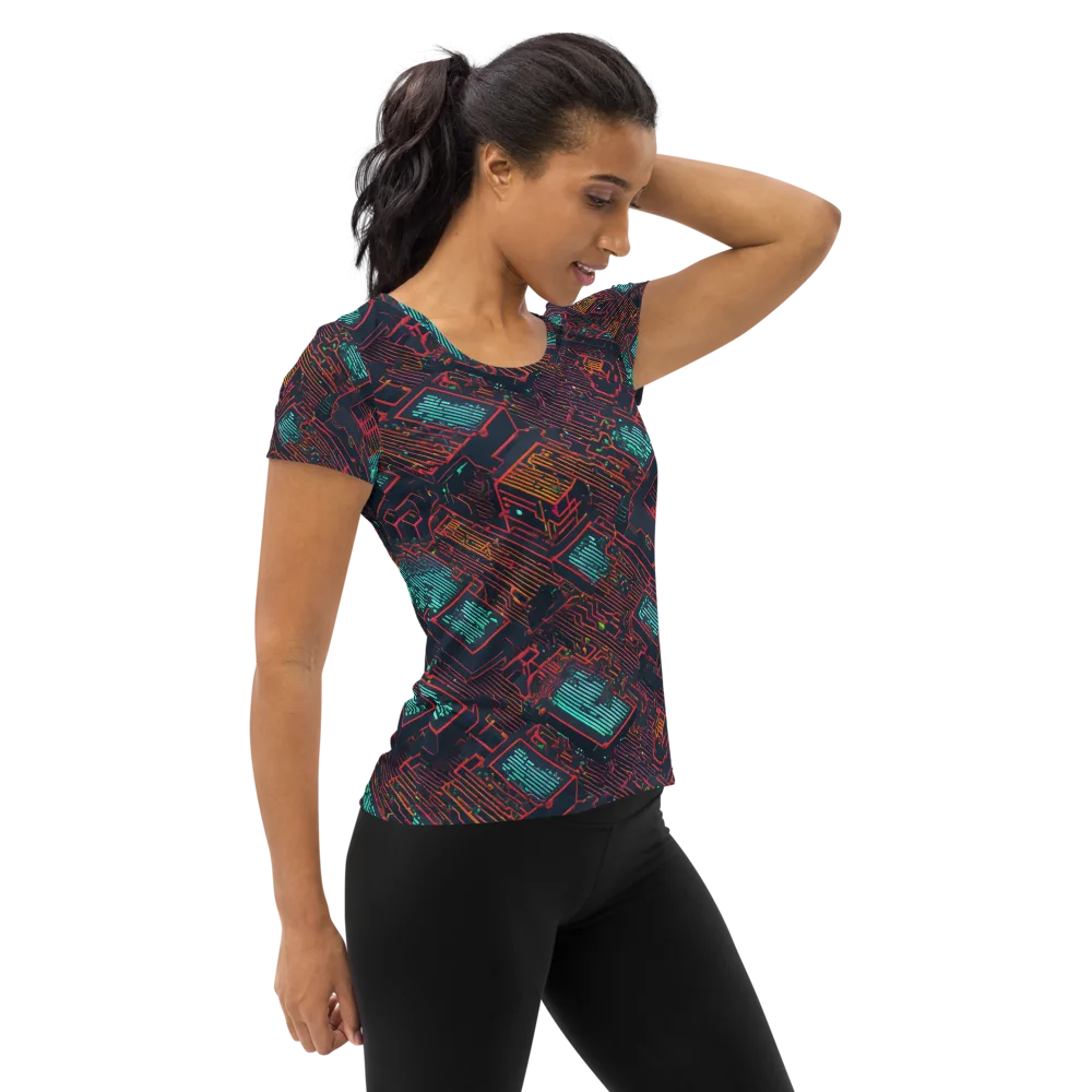 Midnight Motherboard on Women's Athletic T-Shirt — Right