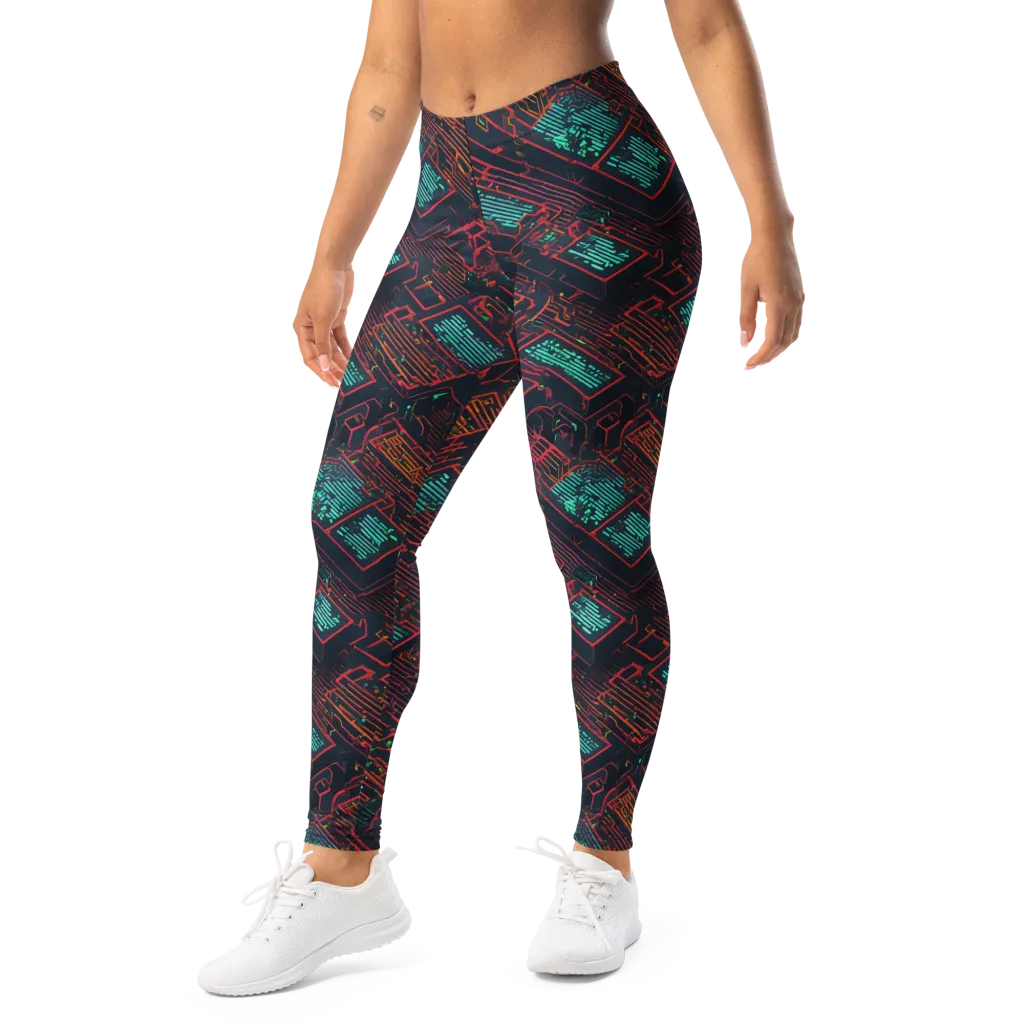 Midnight Motherboard on Leggings — Left Front