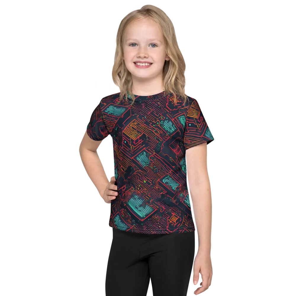 Midnight Motherboard on Kids Crew Neck T-Shirt — Front