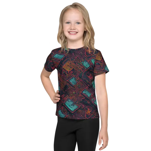 Midnight Motherboard on a Kids Crew Neck T-Shirt