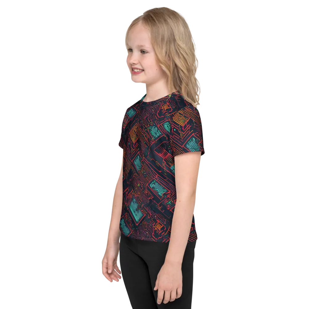 Midnight Motherboard on Kids Crew Neck T-Shirt — Left