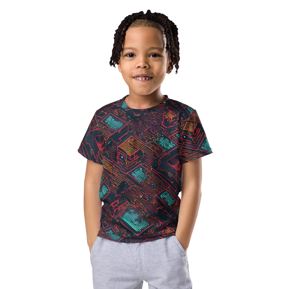 Midnight Motherboard on Kids Crew Neck T-Shirt — Front
