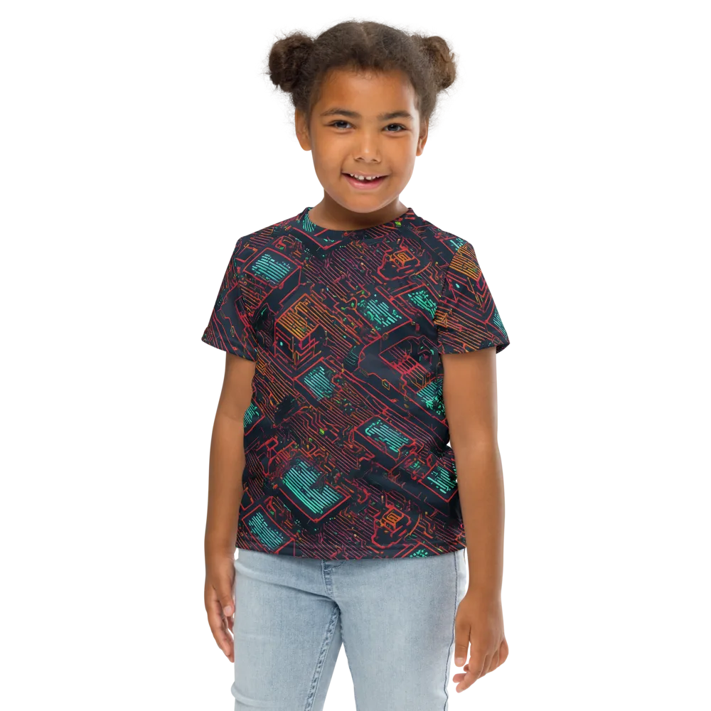 Midnight Motherboard on Kids Crew Neck T-Shirt — Front