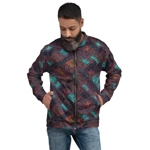 Midnight Motherboard on a Bomber Jacket