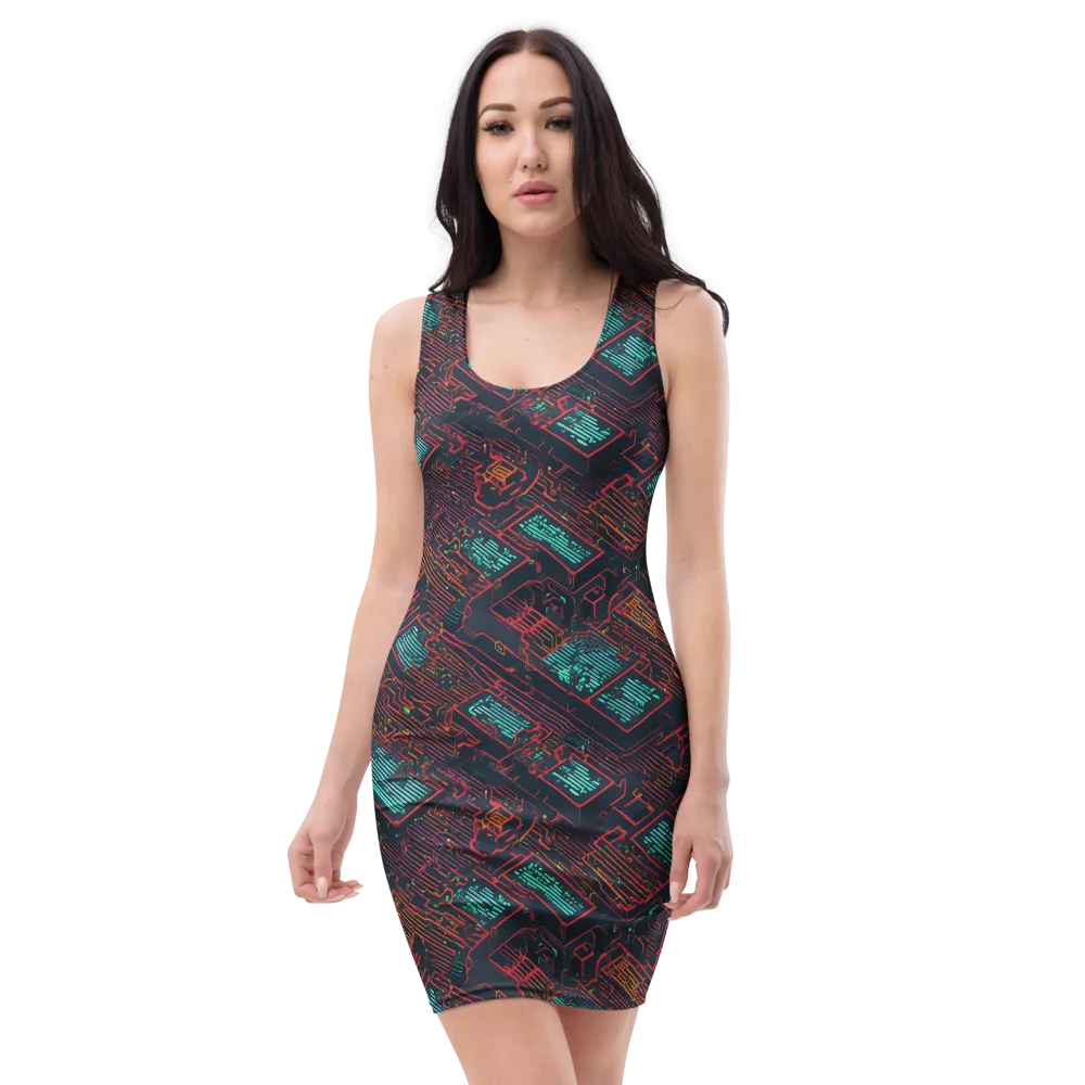 Midnight Motherboard on Bodycon Dress — Front