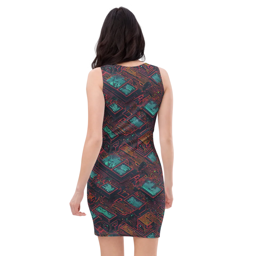 Midnight Motherboard on Bodycon Dress — Back