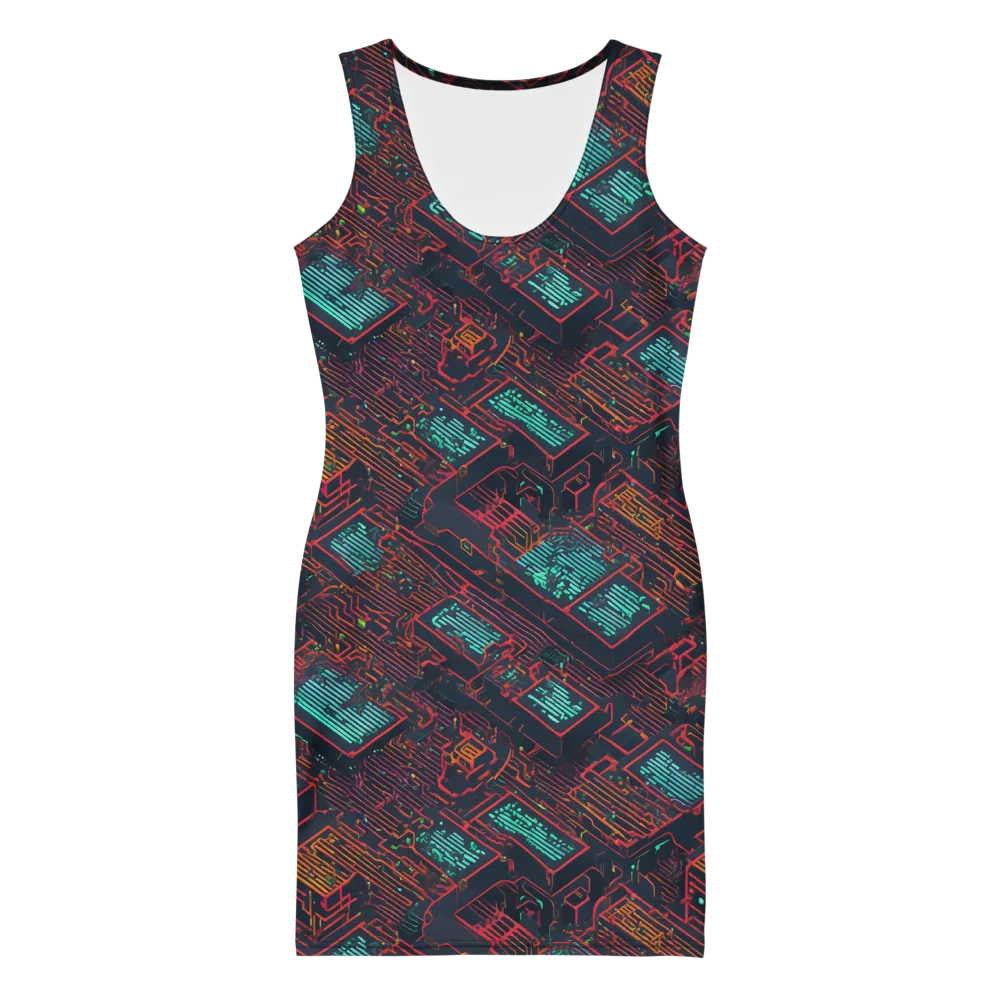 Midnight Motherboard on Bodycon Dress — Front
