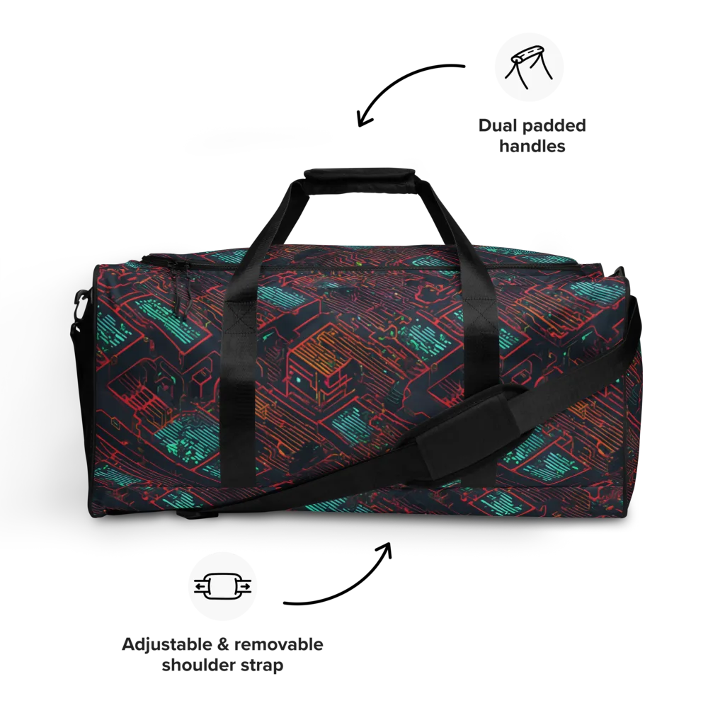 Midnight Motherboard on Duffle Bag — Front