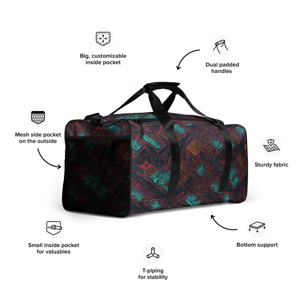 Midnight Motherboard on Duffle Bag — Right Front