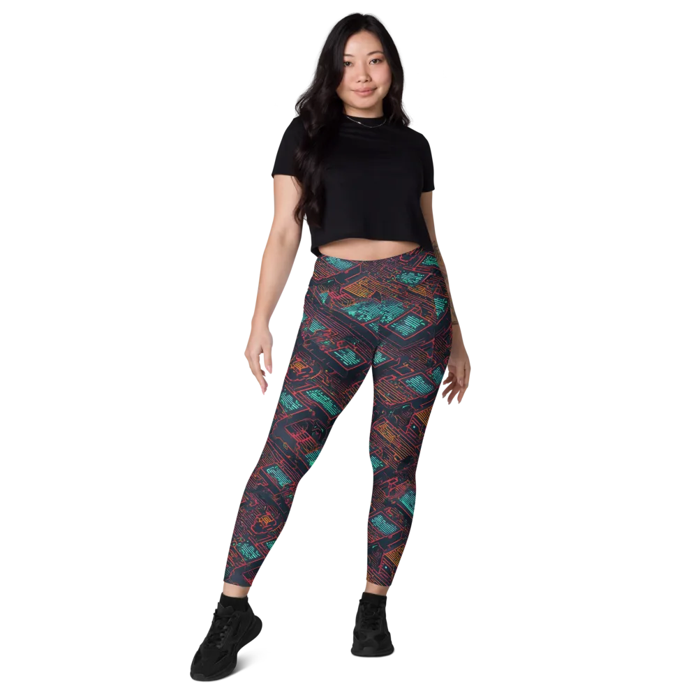 Midnight Motherboard on Leggings with Pockets — Front