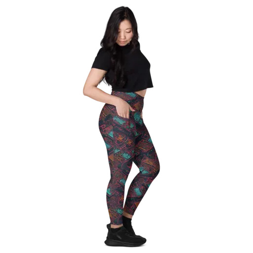 Midnight Motherboard on a Leggings with Pockets
