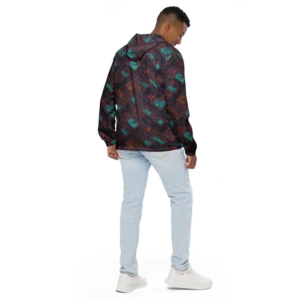 Midnight Motherboard on Men's Windbreaker — Back