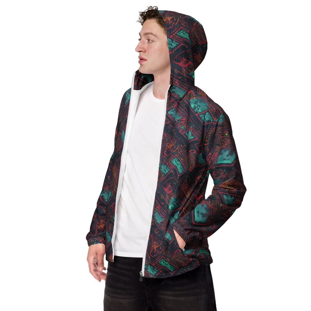 Midnight Motherboard on Men's Windbreaker — Left Front