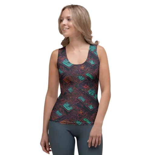 Midnight Motherboard on a Women's Tank Top