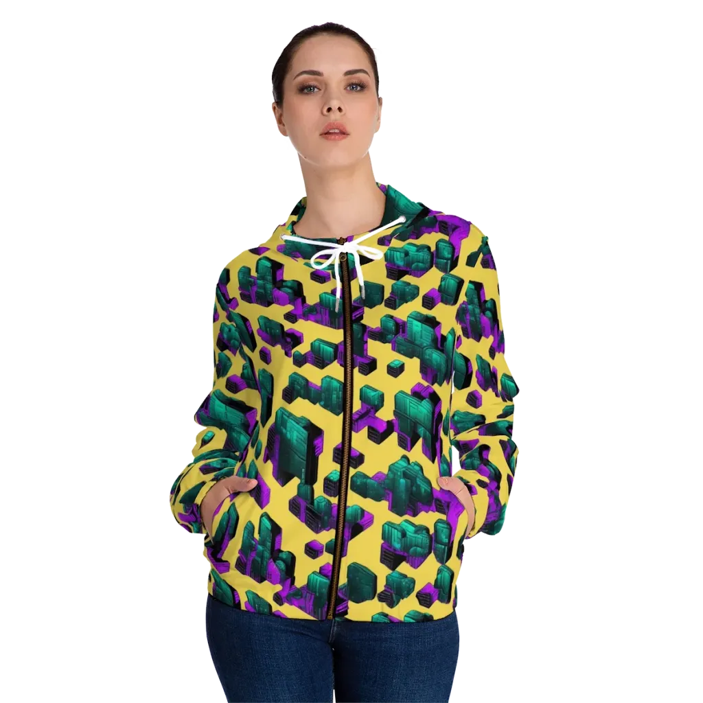 Electric Baggage on Women's Full-Zip Hoodie — Front On Person