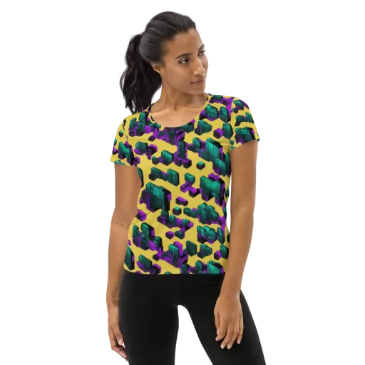 Electric Baggage on a Women's Athletic T-Shirt