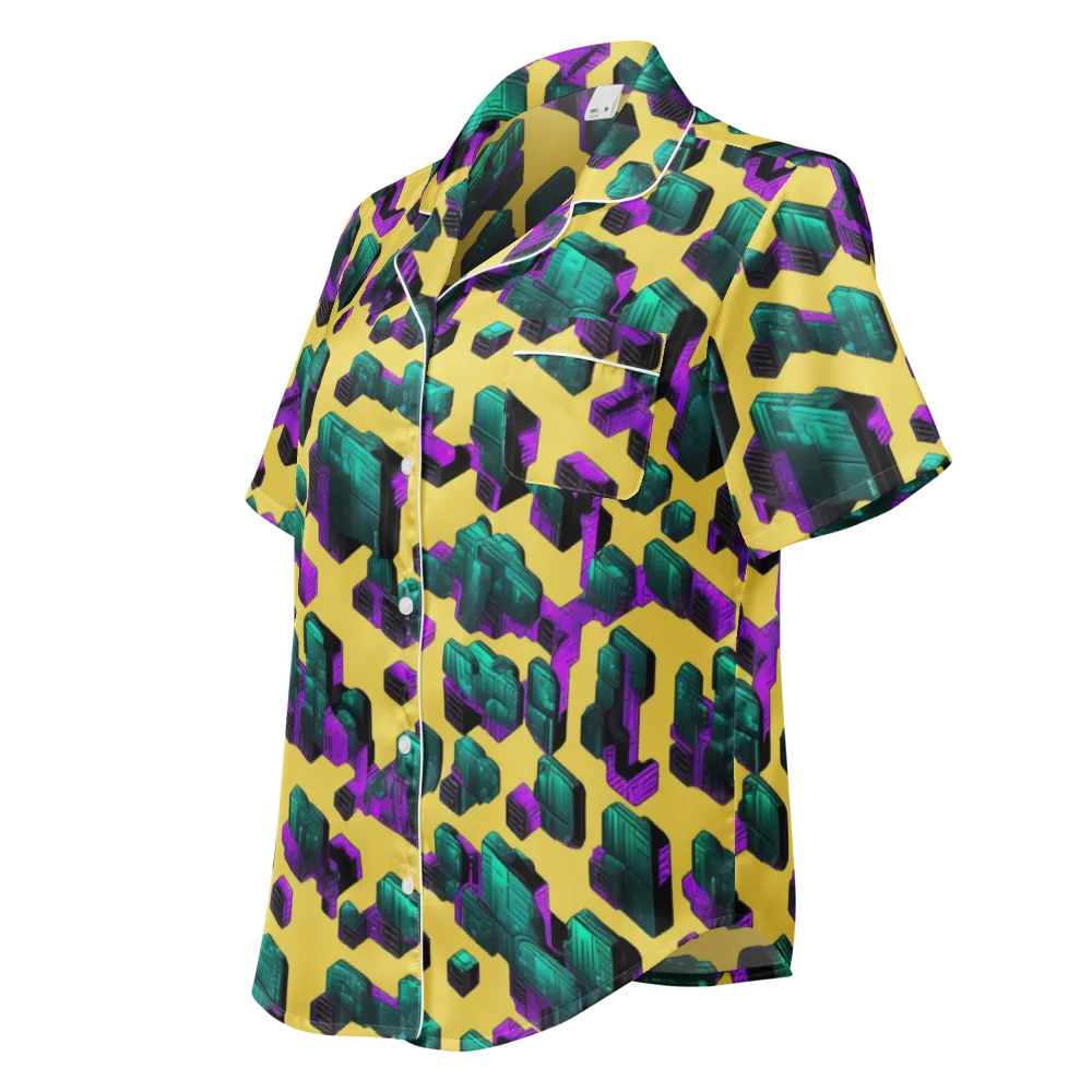 Electric Baggage on Women's Short Sleeve Pajama Top — Left Front