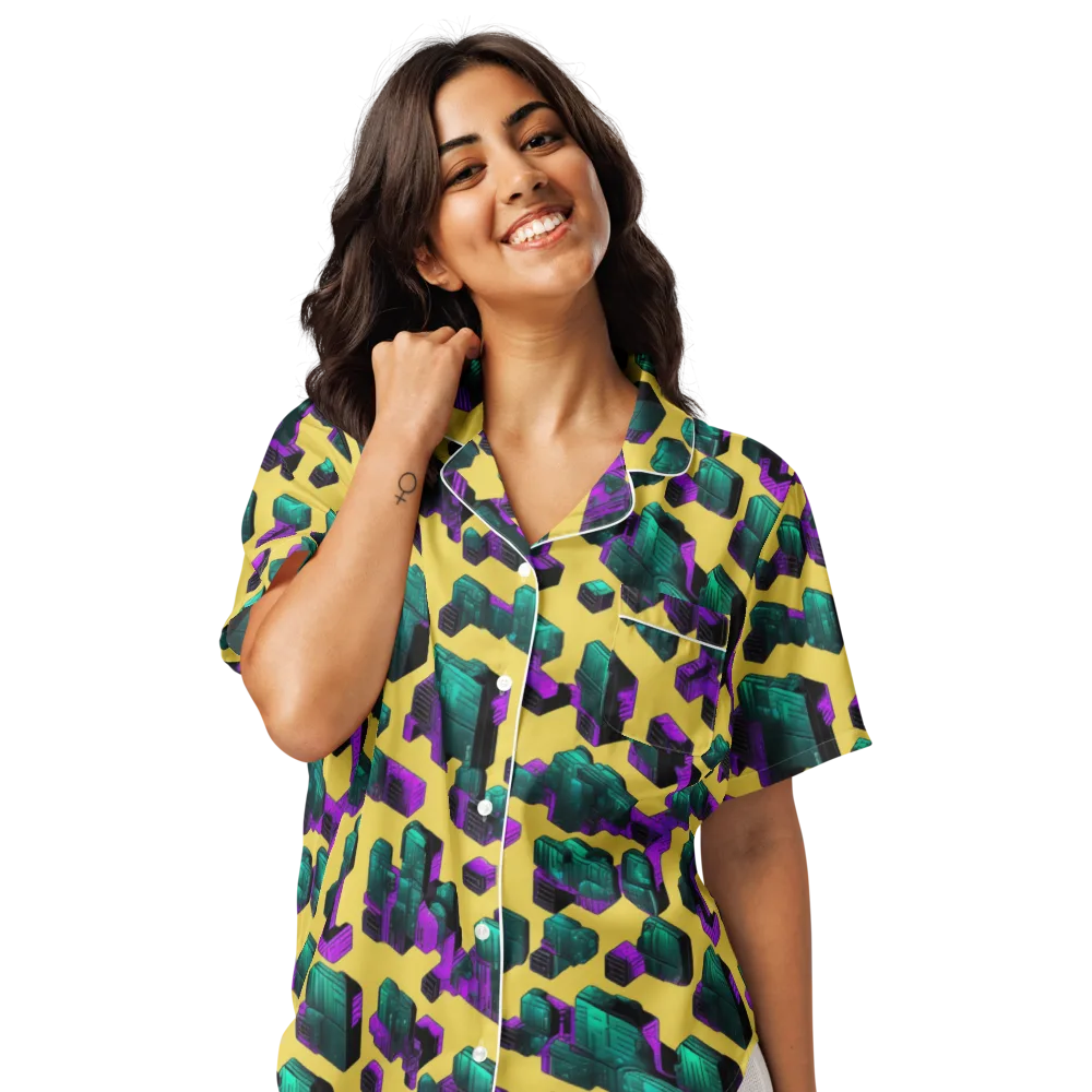 Electric Baggage on Women's Short Sleeve Pajama Top — Front