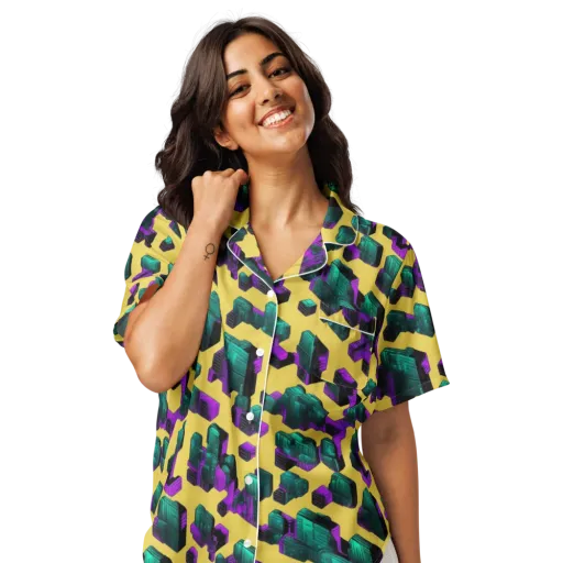 Electric Baggage on a Women's Short Sleeve Pajama Top
