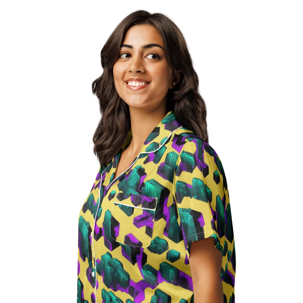 Electric Baggage on Women's Short Sleeve Pajama Top — Left Front