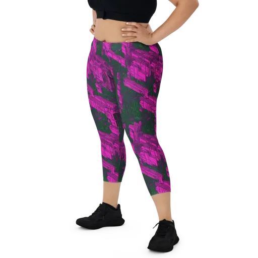 Magenta Gridfall on a Capri Leggings