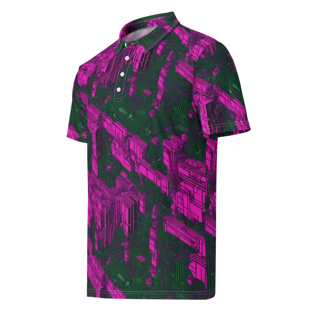 Magenta Gridfall on Men's Slim Fit Polo Shirt — Left Front