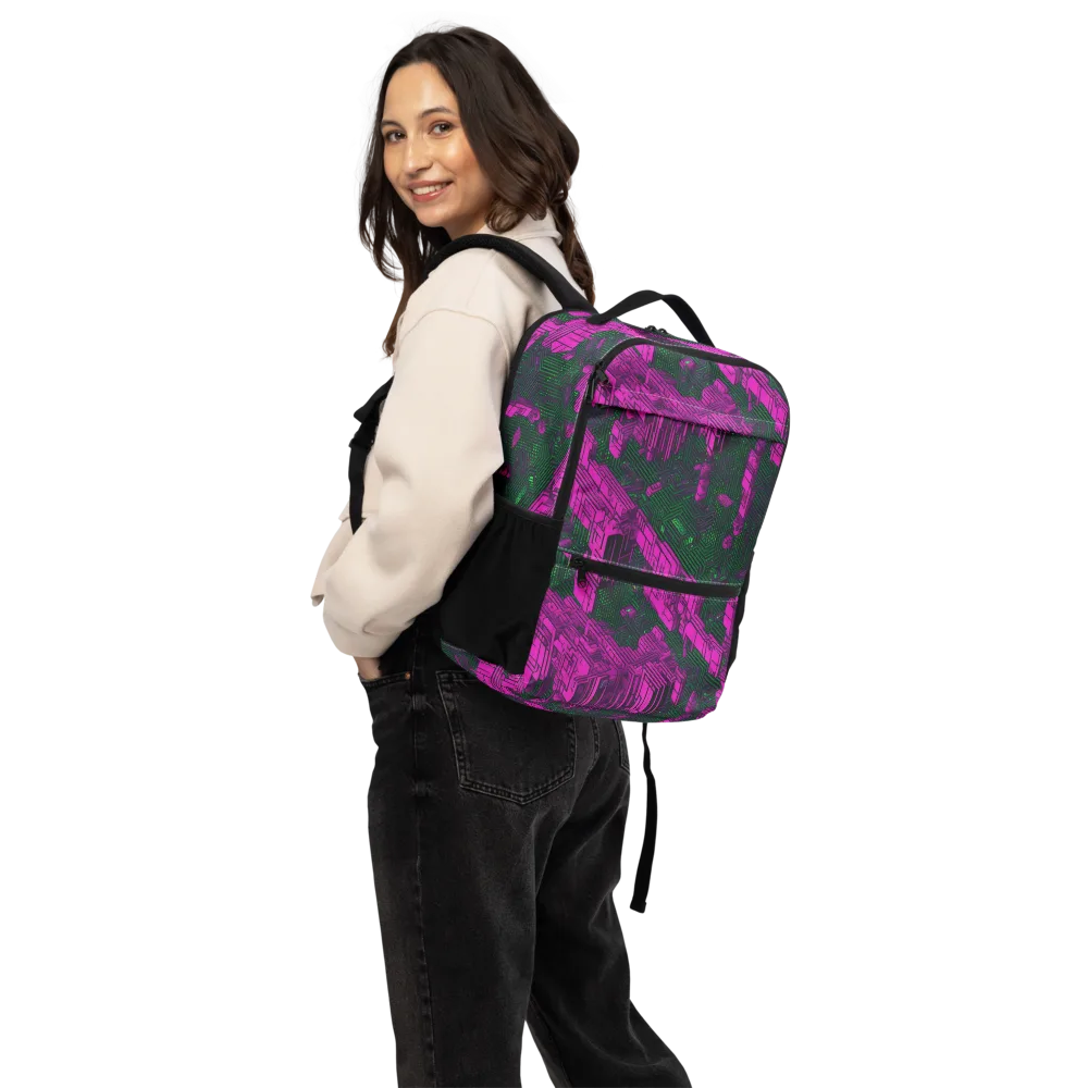 Magenta Gridfall on Utility Backpack — Back
