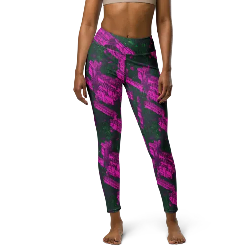 Magenta Gridfall on a Yoga Leggings
