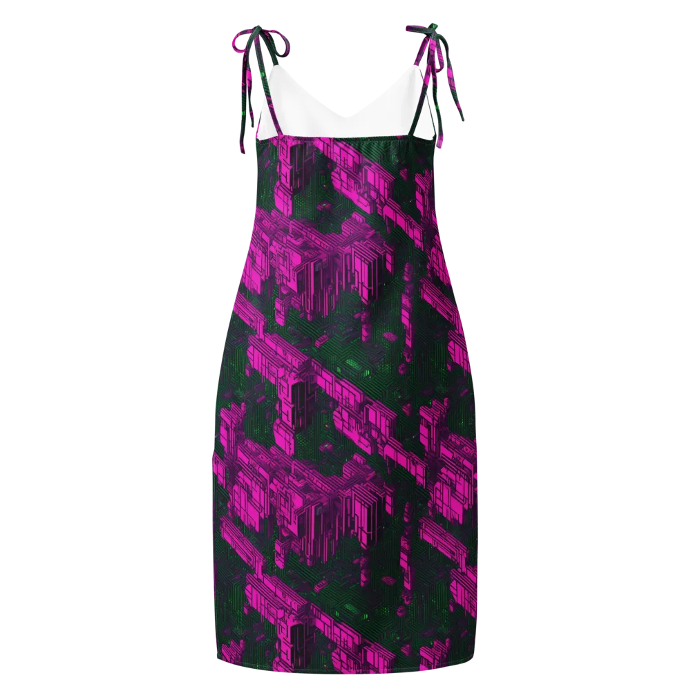 Magenta Gridfall on Slip Dress — Back