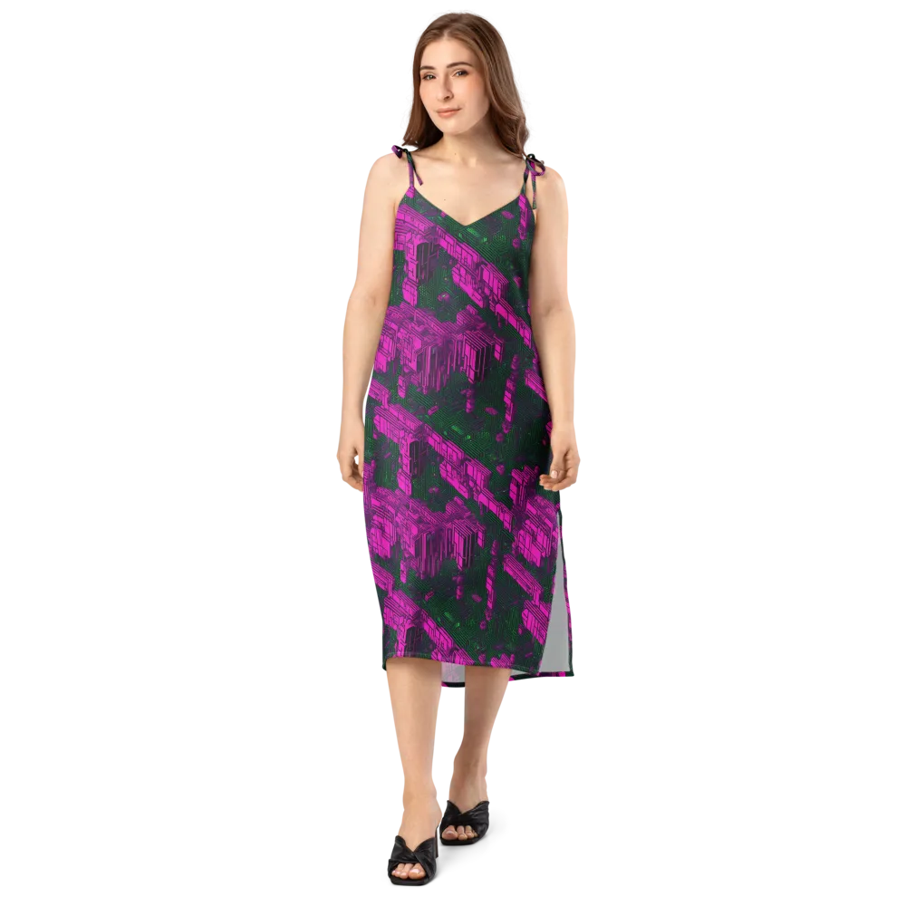Magenta Gridfall on Slip Dress — Front