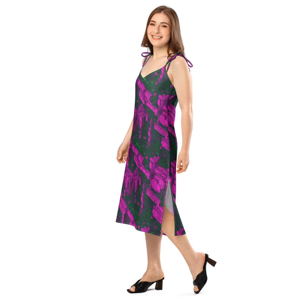 Magenta Gridfall on Slip Dress — Left Front