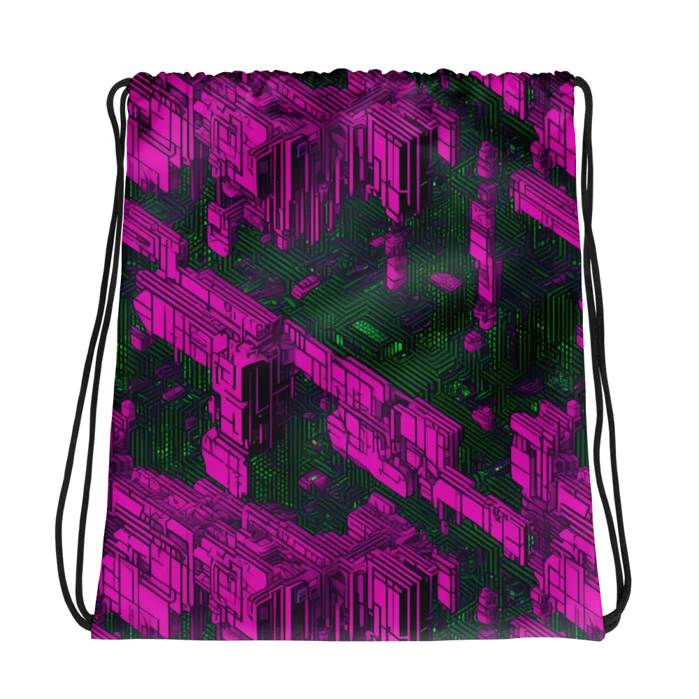Magenta Gridfall on Drawstring Bag — Photo