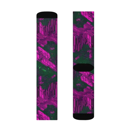 Magenta Gridfall on a Socks